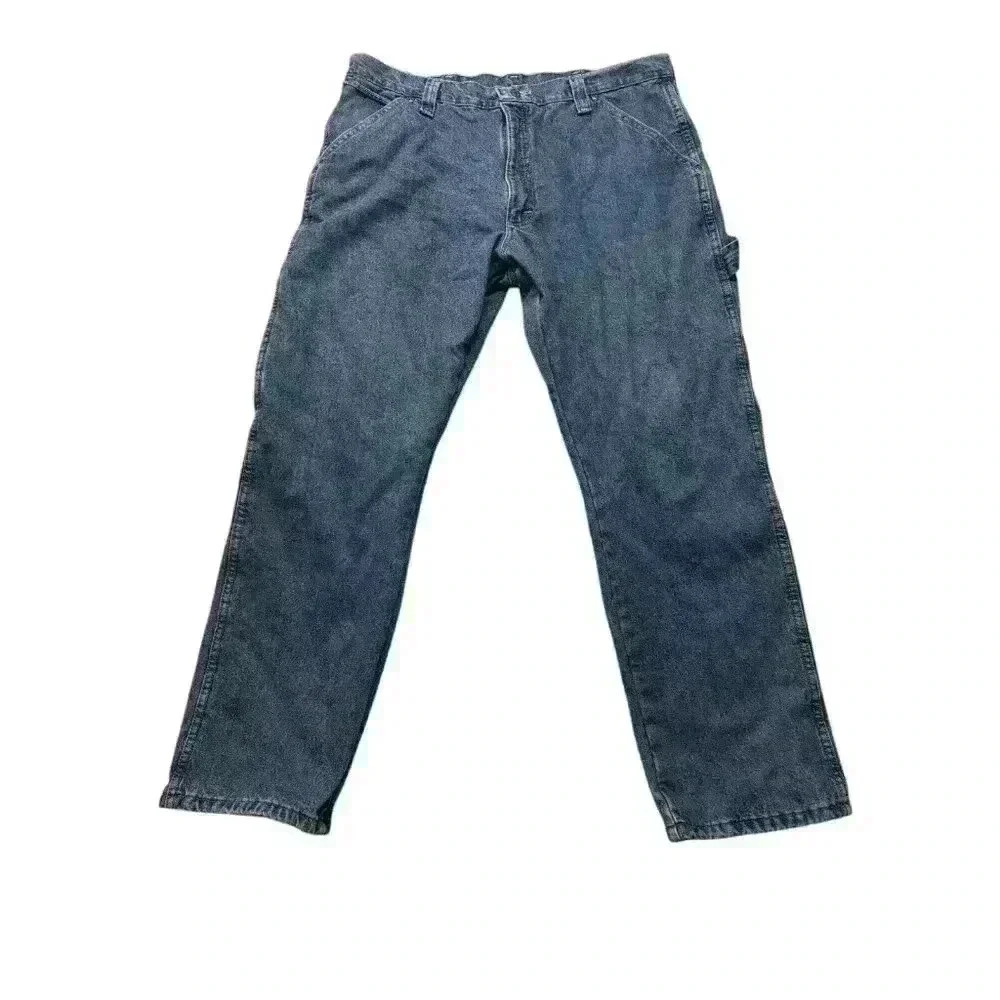 Wrangler‎ Flannel Lined Jeans 36 x 30 Blue med Wash Carpenter Utility Workwear